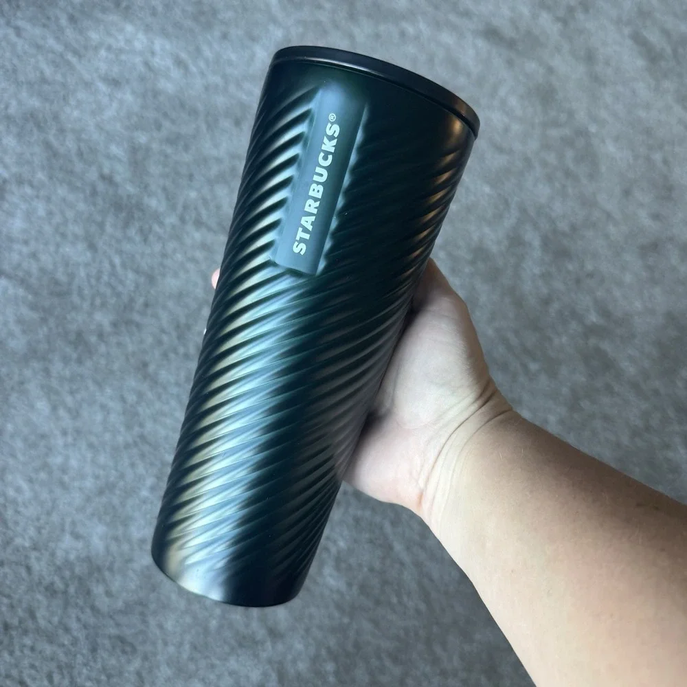 Starbucks Tumbler Dark Forest Green Metallic Spiral Texture- 24oz 2022